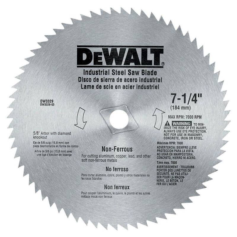 Hoja de sierra de acero para no ferrosos DEWALT de 7-1/4 pulgadas con 68 dientes - DW3329