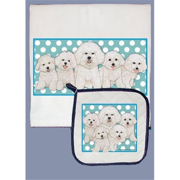 Pipsqueak Productions Pipsqueak Productions DP497B Bichon Dish Towel And Pot Holder Set - DP497B