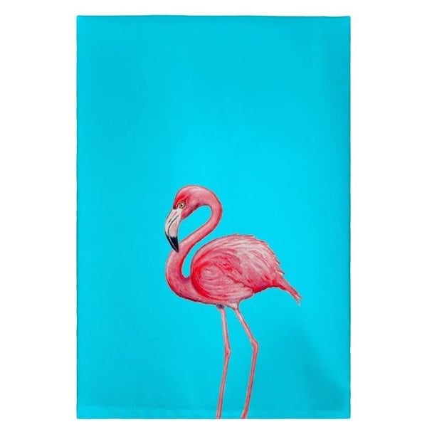 Betsy Drake Betsy Drake GT084T Flamingo on Teal Guest Towel - GT084T