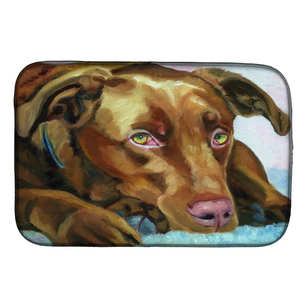 Carolines Treasures Chocolate Labrador Waiting Dish Drying Mat - 7420DDM