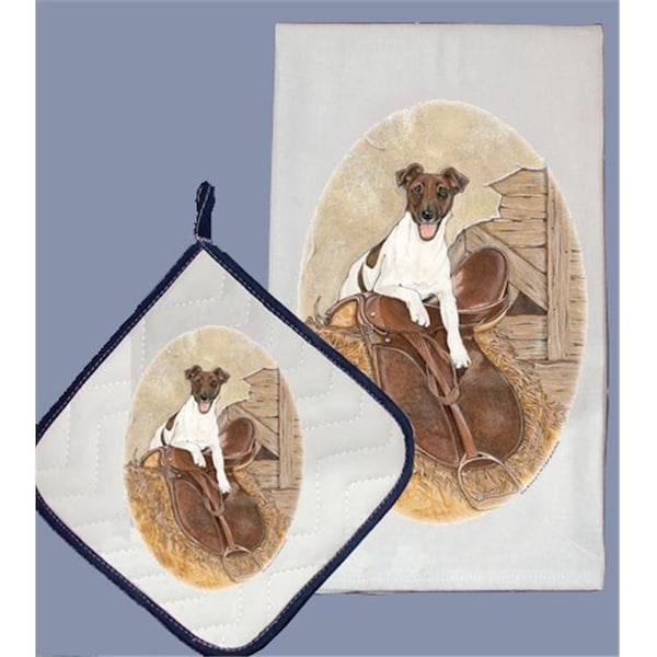 Pipsqueak Productions Pipsqueak Productions DP982 Dish Towel and Pot Holder Set - Fox Terrier Smooth - DP982
