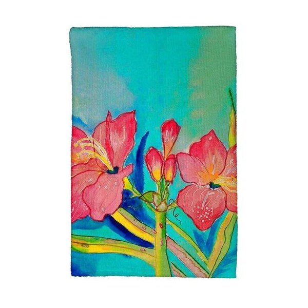 Betsy Drake Betsy Drake KT233 Pink Amaryllis Kitchen Towel - KT233