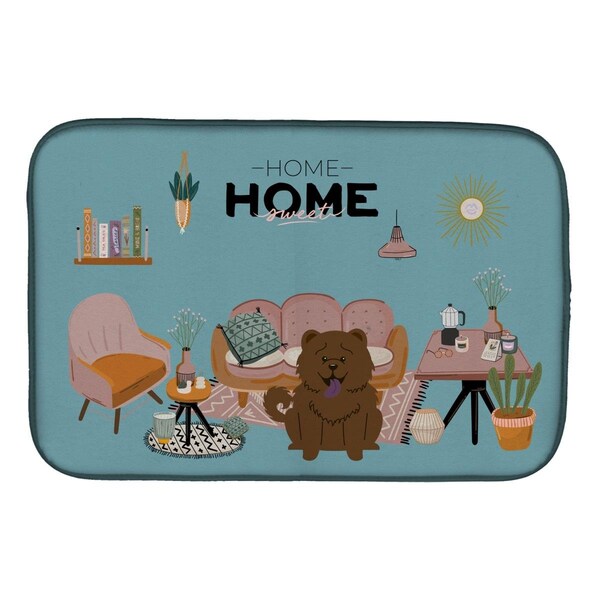 Carolines Treasures 14 x 21 in. Chocolate Chow Chow Sweet Home Dish Drying Mat - CK7986DDM