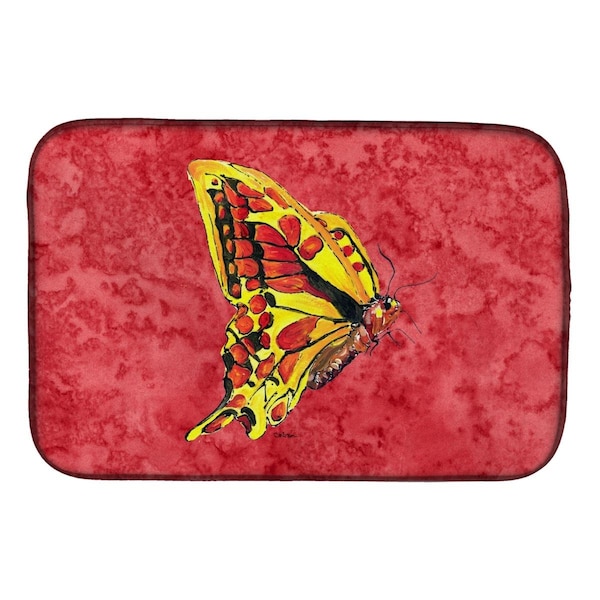 Carolines Treasures Butterfly on Red Dish Drying Mat - 8862DDM