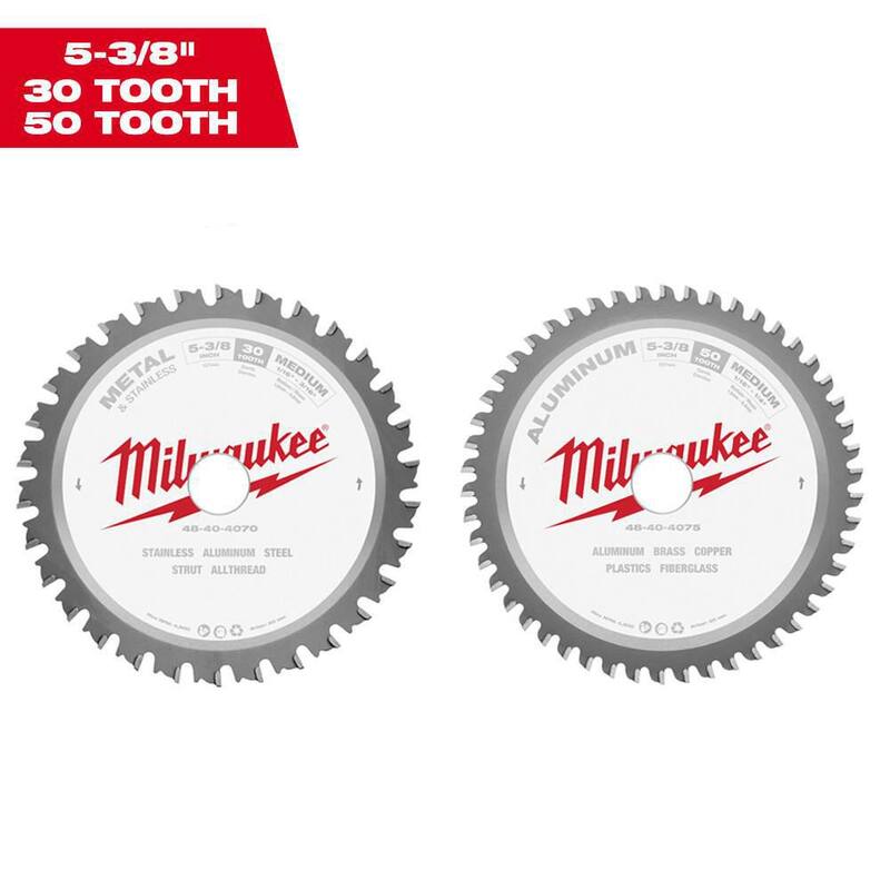 Set de hojas de sierra circular para corte de metal ferroso y no ferroso de 5-3/8 pulgadas con 30 dientes y 50 dientes (paquete de 2) - 48-40-4070-48-40-4075 de Milwaukee