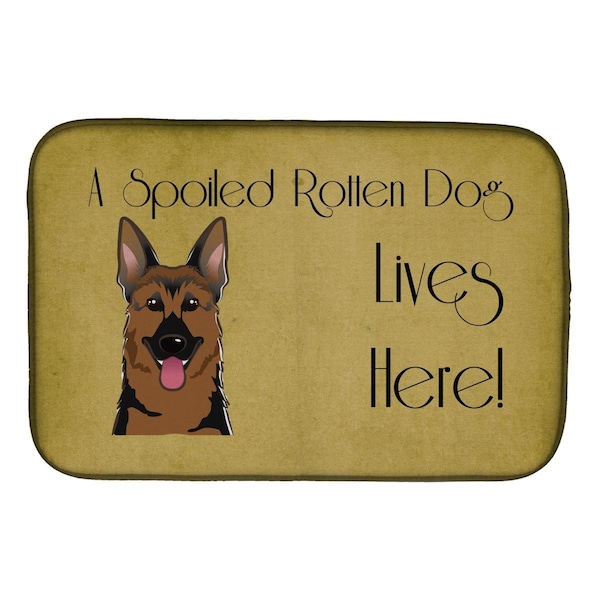 Carolines Treasures German Shepherd Spoiled Dog Lives Here Dish Drying Mat - BB1459DDM