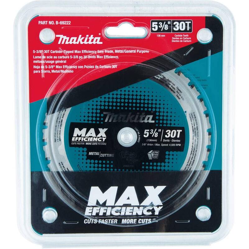 Makita 5-3/8 pulgadas 30T Hoja de sierra de carburo de punta máxima eficiencia, Metal/Propósito general - B-69222