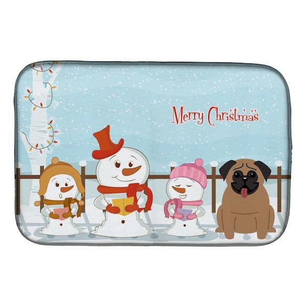 Carolines Treasures Merry Christmas Carolers Pug Brown Dish Drying Mat - BB2336DDM