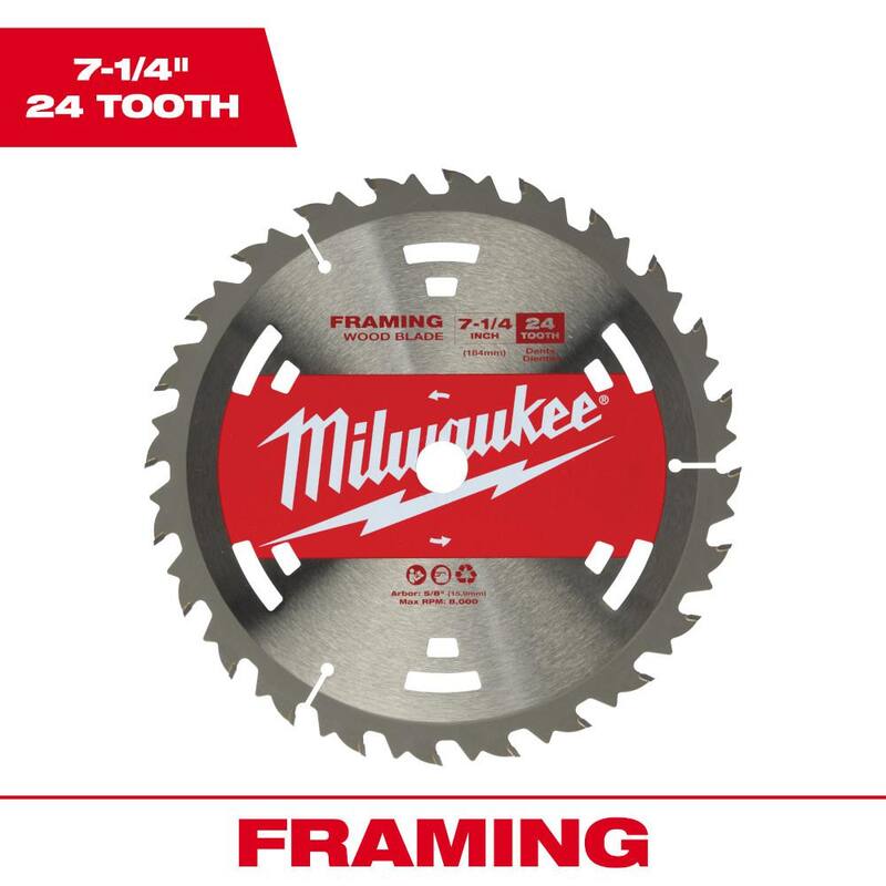 Hoja de sierra circular de marco para corte de madera con carburo de tungsteno de 7-1/4 pulgadas y 24 dientes (paquete de 25) - 48-40-1711 de Milwaukee