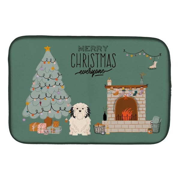 Carolines Treasures 14 x 21 in. Lowchen Christmas Everyone Dish Drying Mat - CK7582DDM