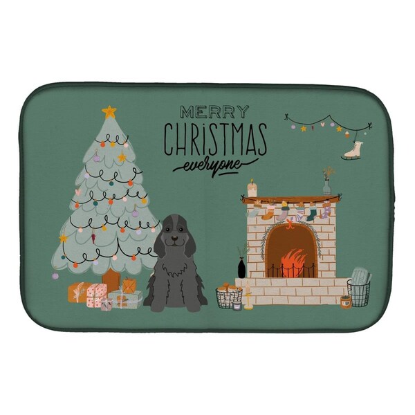 Carolines Treasures 14 x 21 in. Black Cocker Spaniel Christmas Everyone Dish Drying Mat - CK7655DDM