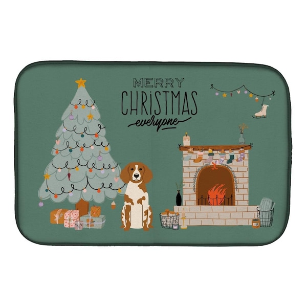 Carolines Treasures 14 x 21 in. Brittany Spaniel Christmas Everyone Dish Drying Mat - CK7635DDM