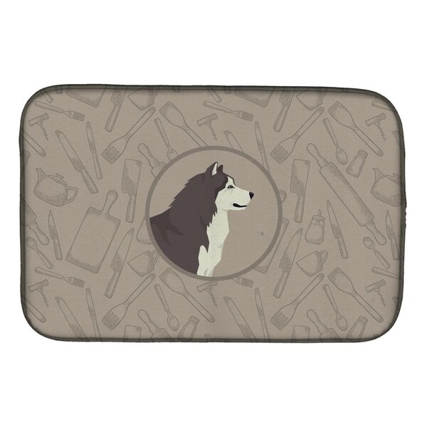 Carolines Treasures Alaskan Malamute in the Kitchen Dish Drying Mat - CK2160DDM