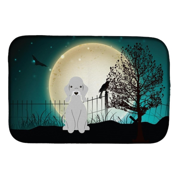Carolines Treasures Halloween Scary Bedlington Terrier Blue Dish Drying Mat - BB2280DDM