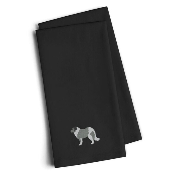 Carolines Treasures Caucasian Shepherd Dog Black Embroidered Kitchen Towel, Set of 2 - BB3425BKTWE