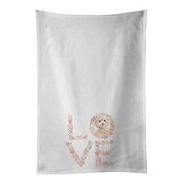 Carolines Treasures 28 x 19 in. Champagne Cockapoo Love White Dish Towels Kitchen Towel, 2PK - WDK4562WTKT