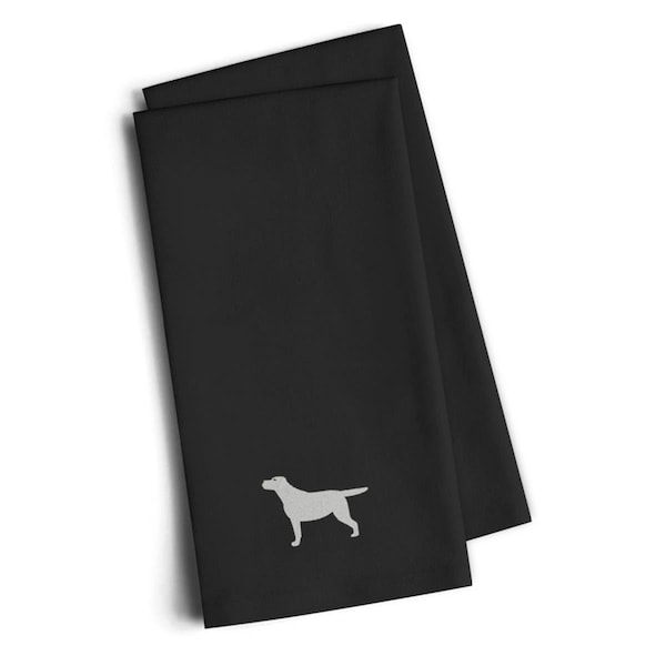 Carolines Treasures Yellow Labrador Retriever Black Embroidered Kitchen Towel, Set of 2, 2PK - BB3397BKTWE