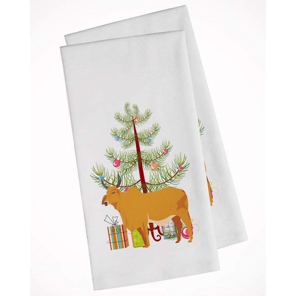 Carolines Treasures Zebu Indicine Cow Christmas White Kitchen Towel, 2PK - BB9192WTKT