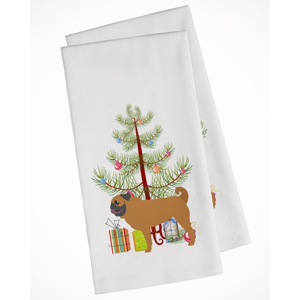 Carolines Treasures Pug Merry Christmas Tree White Kitchen Towel, 2PK - BB2965WTKT