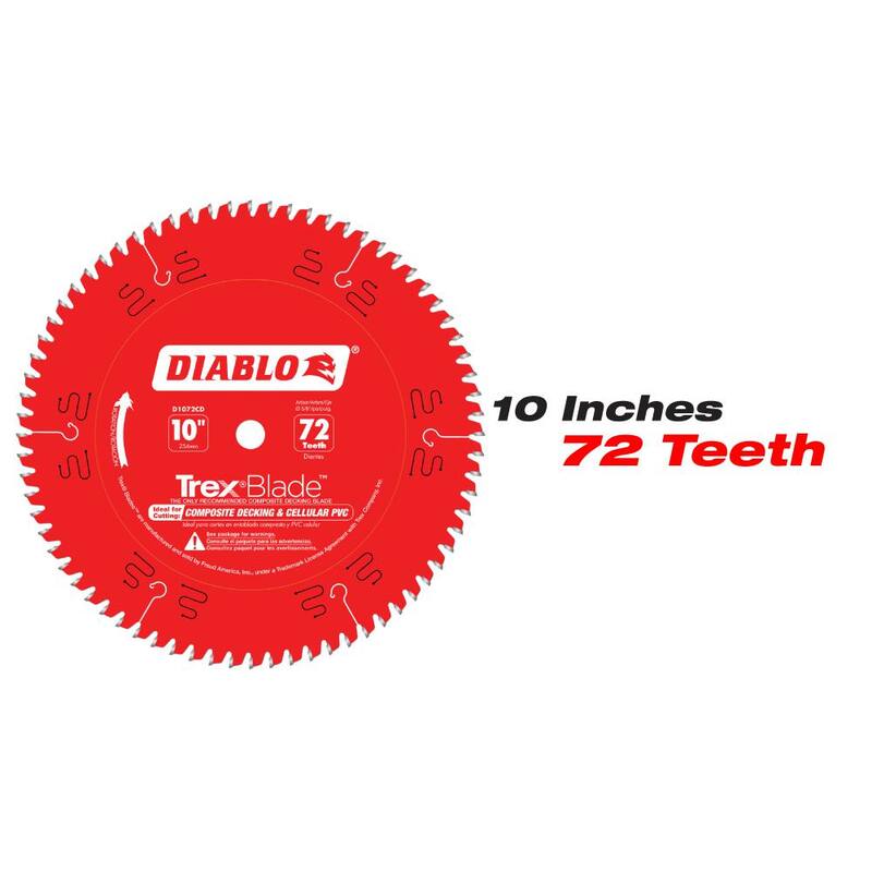 Hoja de sierra circular DIABLO de 7-1/4 pulgadas con 44 dientes y de 10 pulgadas con 72 dientes para material compuesto/plásticos TREX (2 hojas) - D07441072CD2GS