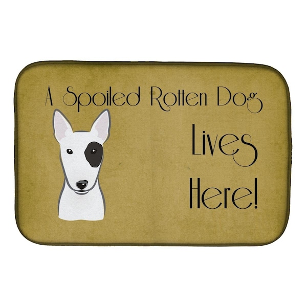 Carolines Treasures Bull Terrier Spoiled Dog Lives Here Dish Drying Mat - BB1457DDM