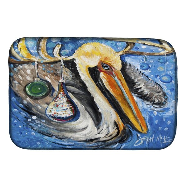 Carolines Treasures Pelican Dressed as a Reindeer Dish Drying Mat - JMK1020DDM