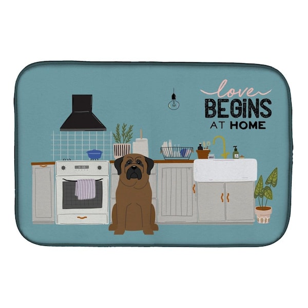 Carolines Treasures 14 x 21 in. Bullmastiff Kitchen Scene Dish Drying Mat - CK7788DDM