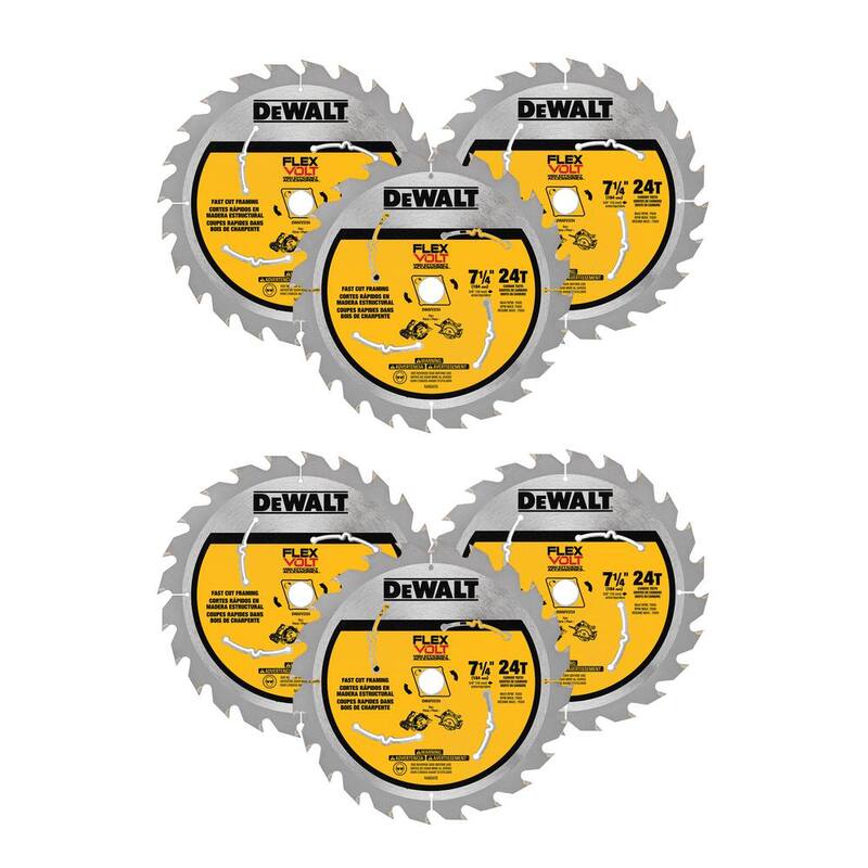 Hoja de sierra circular DEWALT FLEXVOLT de 7-1/4 pulgadas con 24 dientes de carburo (paquete de 6) - DWAFV37243X2