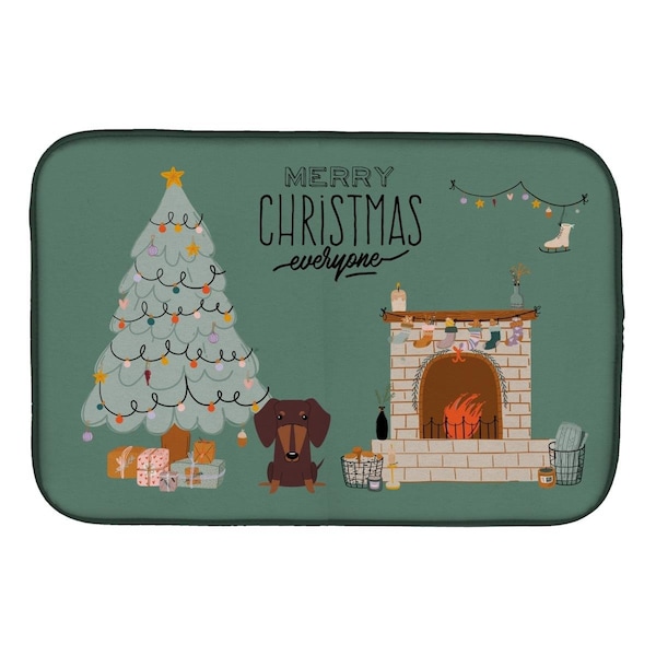 Carolines Treasures 14 x 21 in. Chocolate Dachshund Christmas Everyone Dish Drying Mat - CK7694DDM