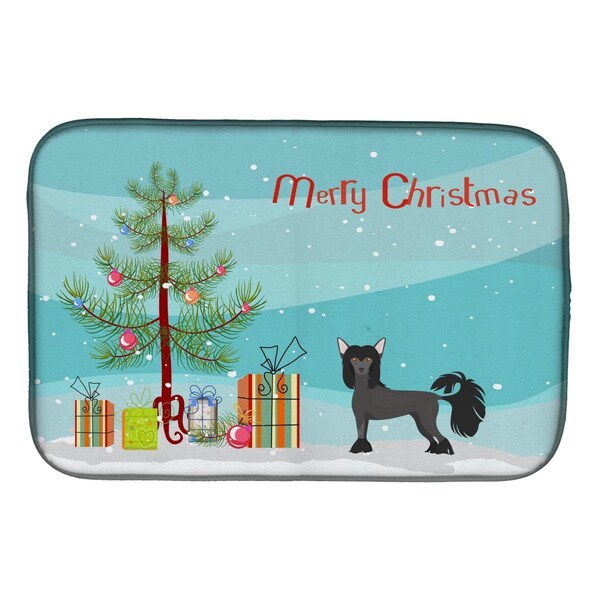 Carolines Treasures Chinese Crested Christmas Tree Dish Drying Mat - CK3447DDM