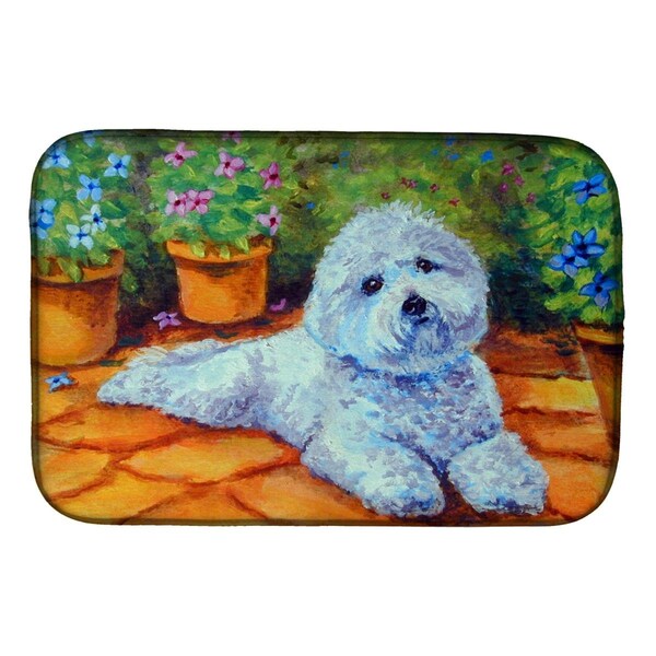 Carolines Treasures Bichon Frise on the Patio Dish Drying Mat - 7346DDM