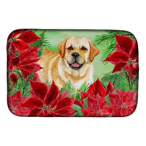 Carolines Treasures Golden Retriever Poinsettas Dish Drying Mat - CK1312DDM
