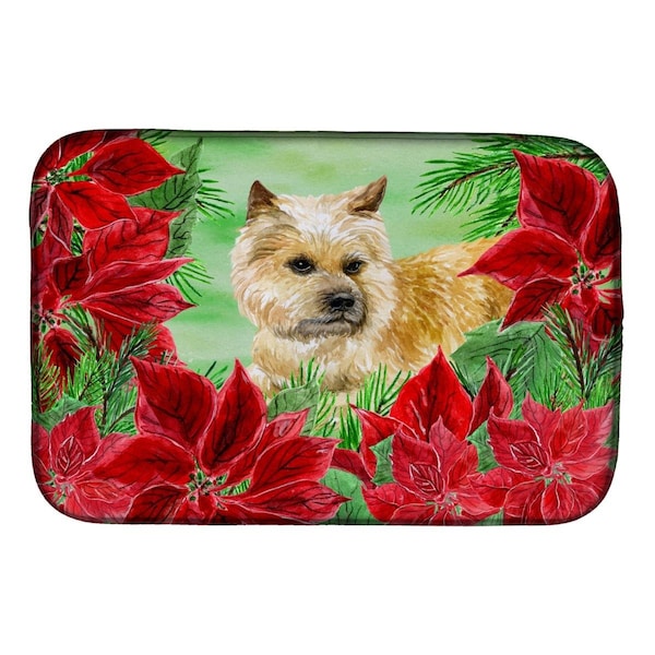 Carolines Treasures Cairn Terrier Poinsettas Dish Drying Mat - CK1338DDM