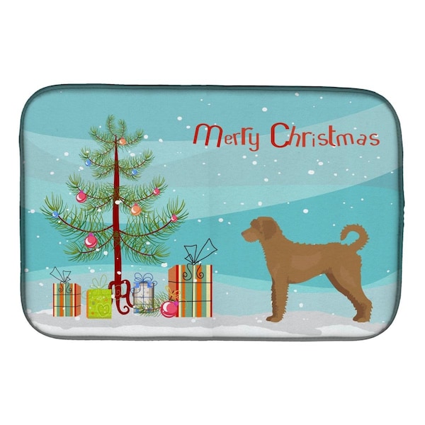 Carolines Treasures Tan Labradoodle Christmas Tree Dish Drying Mat - CK3846DDM