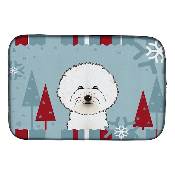 Carolines Treasures Winter Holiday Bichon Frise Dish Drying Mat - BB1713DDM