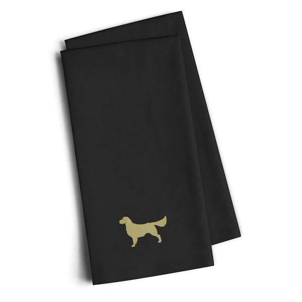 Carolines Treasures Golden Retriever Black Embroidered Kitchen Towel, Set of 2 - BB3404BKTWE