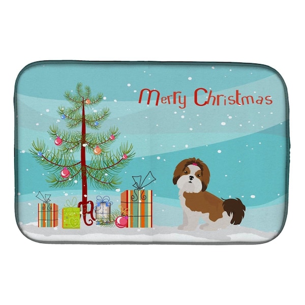 Carolines Treasures Imperial Shih Tzu Christmas Tree Dish Drying Mat - CK3459DDM