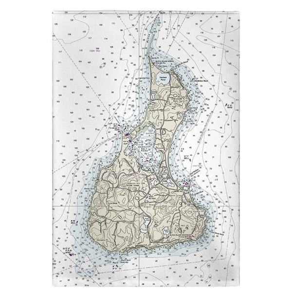 Betsy Drake Betsy Drake GT13215 Block Island; RI Nautical Map Guest Towel - GT13215