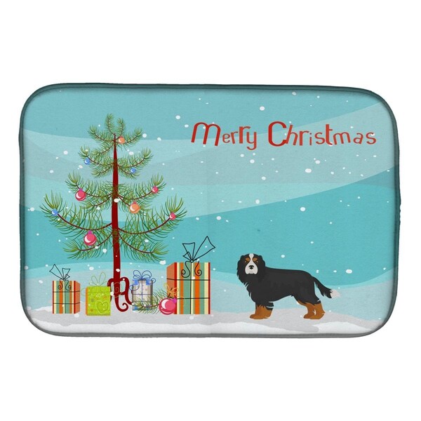 Carolines Treasures Cavalier King Charles Spaniel Tricolor Christmas Tree Dish Drying Mat - CK3446DDM