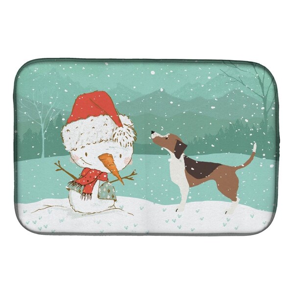 Carolines Treasures Beagle Snowman Christmas Dish Drying Mat - CK2052DDM