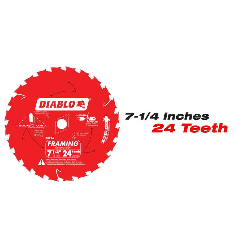 DIABLO 7-1/4 pulg. x 24 dientes Punto de Rastreo y 7-1/4 pulg. x 40 dientes Hojas de Sierra Circular para Armazones y Acabados (2 Hojas) - D07240740R2GS