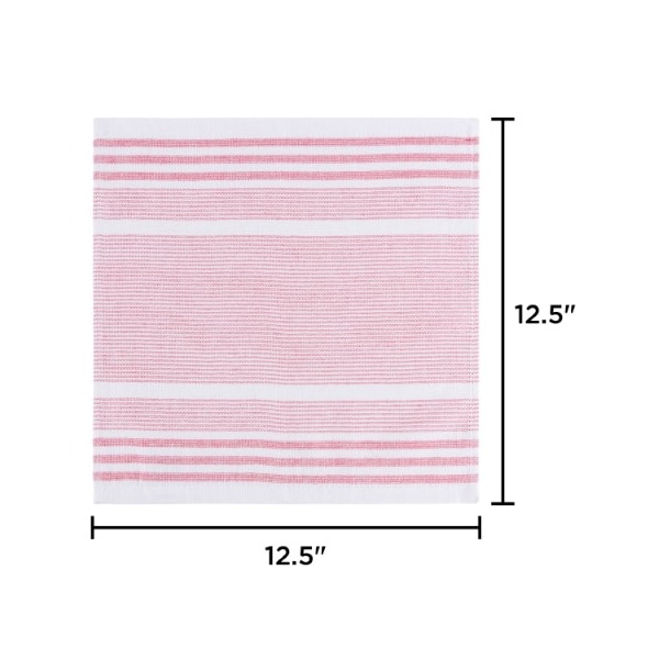 Hastings Home Set of 16 Kitchen Dish Cloth, 12.5x12.5", 100-percent Absorbent Cotton, Farmhouse Stripes , 4 Colors - 649607AJC