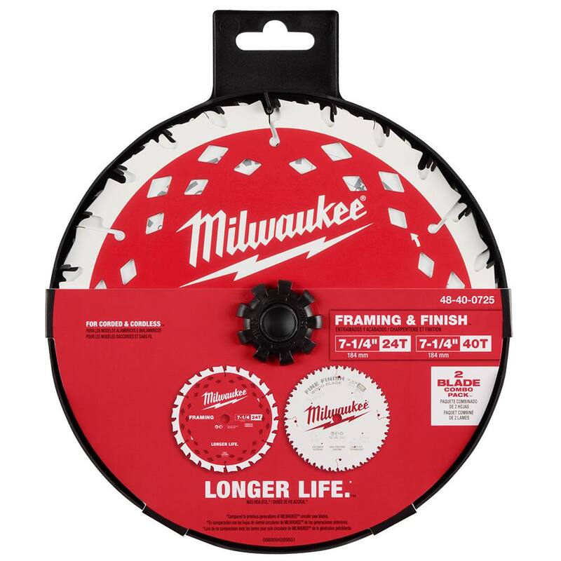 Milwaukee Hojas de sierra circular de carburo para marcos de 7-1/4 pulgadas y 24 dientes y acabado fino de 40 dientes (paquete de 2) - 48-40-0725