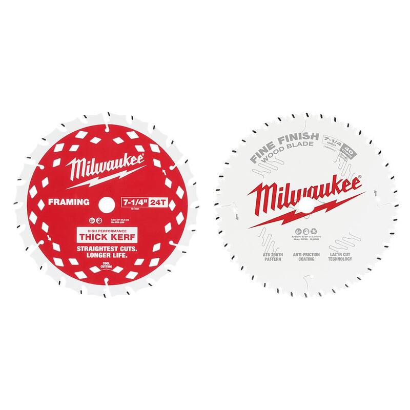 Milwaukee Hojas de sierra circular de carburo para marcos de 7-1/4 pulgadas y 24 dientes y acabado fino de 40 dientes (paquete de 2) - 48-40-0725