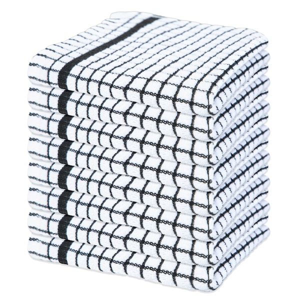 Monarch Brands Classic Checkered Dishcloths , Black, 8PK - P-SC-CHK-DC-BLK