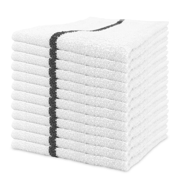 Monarch Qwick Wick Bar Mop Towels Black Stripe , 12PK - N030-W65BLK-5DZ