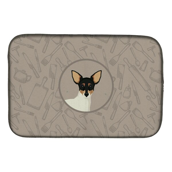 Carolines Treasures Toy Fox Terrier in the Kitchen Dish Drying Mat - CK2214DDM