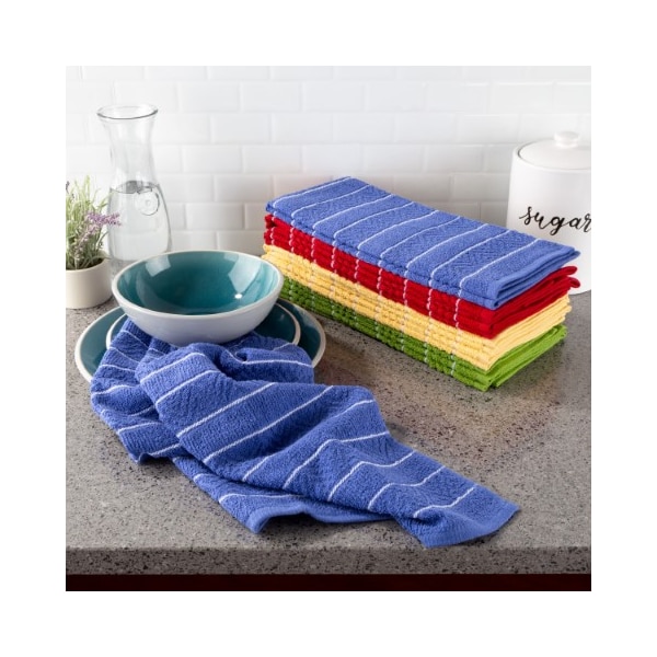 Hastings Home Set of 8 Kitchen Towels 16"x28" 100-percent Absorbent Hand and Dishtowel for Drying in 4 Colors - 609757JGJ