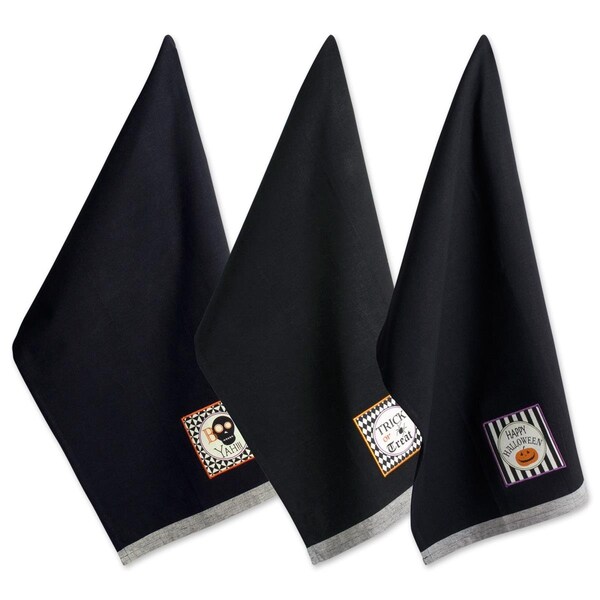 Fastfood Black All Hallows Eve Halloweeen Embellished Dish Towel Set - FA1541507