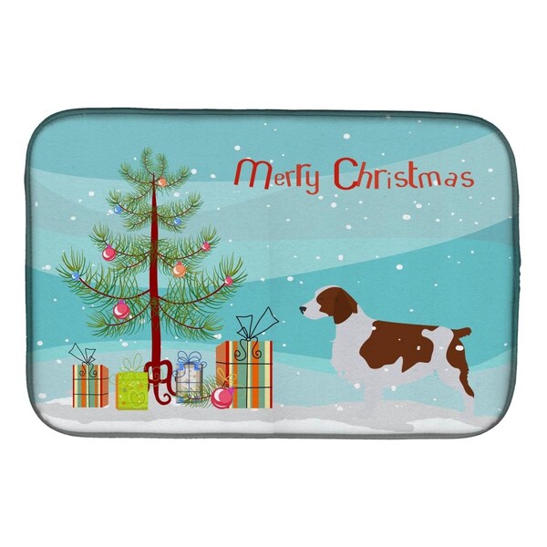 Carolines Treasures Welsh Springer Spaniel Merry Christmas Tree Dish Drying Mat - BB2918DDM